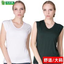 Fat mm bamboo fiber plus fat plus size womens summer V collar sleeveless wide shoulder vest extra size base shirt vest