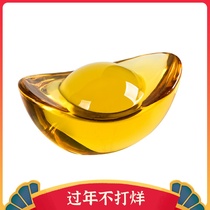 Natural yellow crystal Yuanbao piece creative process gift large small gold and silver Yuanbao home decoration