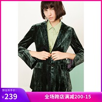 lily spring new womens fashion slim slim slim velvet medium-long suit 20C2208