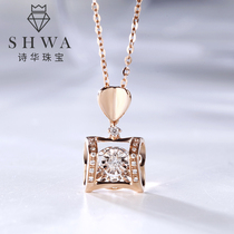 Shihua jewelry 18K gold smart diamond pendant necklace female gold choker real diamond angel kiss