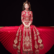 Show and dress brides 2022 new Chinese wedding gown small and pleated dress with plexedo and wedding dress