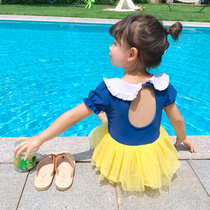 Girls one-piece swimsuit 2021 summer dress children baby Summer cute little girl swimsuit Net red princess yarn skirt