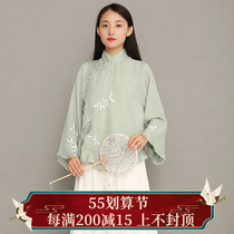 Ybamboo-Chinese Wind Tang Costume Women 2022 New Art and Art Tea Conserve Zen Qipao Style Converse Large Sleeves Overcoat