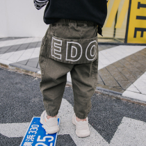 Casual pants Spring and Autumn childrens letter loose pants tide boy boys Korean trousers childrens clothing