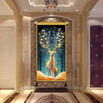 Modern European mystery deer porch hanging painting large living room bedroom wall vertical canvas fabric decoration painting