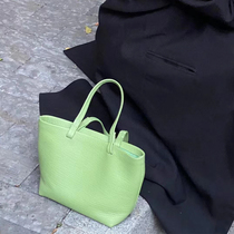 Lightweight and easy to use full cowhide large-capacity tote bag tc leather simple tote bag row shopping bag candy color