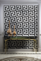 White background Black large plaid wallpaper Golden reprint grid wallpaper neoclassical Chinese living room wallpaper background wall