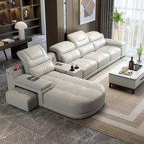 Leather sofa first layer cowhide modern simple living room size apartment type Chaise longue furniture set combination leather sofa