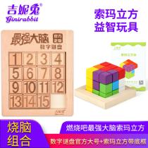 Burning the strongest brain Luban lock seven grains Soma cube adult childrens educational decompression toys wooden