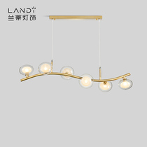 Nordic Light Lavish Dining Room Chandelier Modern Minimalist Creative Personality Dinner Table Bar Glass Chandelier Led Strip Lamp