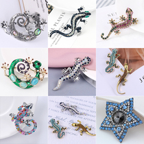 Lizard gecko brooch fashion rhinestone animal jewelry pentagonal star fixed clothing pin personality small accessories