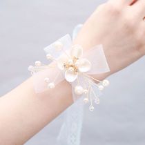 Korean super fairy Sen simple wrist flower bridesmaid group Bride sister unity wedding hand flower bracelet Wedding gift
