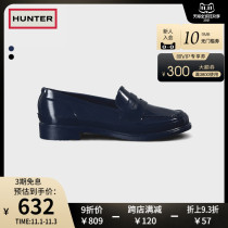 Hunter British refined rain shoes women fashion casual commuter bright blue black waterproof non-slip loafers