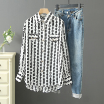 Printed Chiffon Shirt Blouse 2021 Spring and Summer Design Sense Small Korean Loose Long Sleeved Top Gown Small Shirt