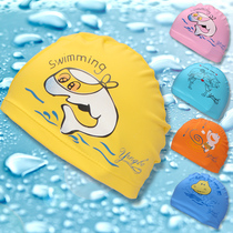 Childrens swimming cap waterproof ear protection PU hat boy cloth hat girl coating hat cartoon swimming cap cute kid equipment