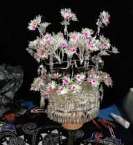 New slim silver head decorated with colorful 10 horse oversized silver hat Guangxi Guizhou hat headwear wedding dress mix