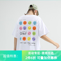 PCMYT Shirt Emoji Expression Tide Card Original Design Small Crowdart 2021 New Lovers Dress Summer Casual Round Collar