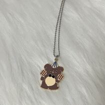 Soul Best Friend Circus Small Bear Cute Cartoon Pendant Lock Bone Chain Necklace