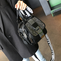 Tide brand rhinestone soft leather shoulder bag female 2021 new casual womens bag shoulder bag European and American fashion leather handbag