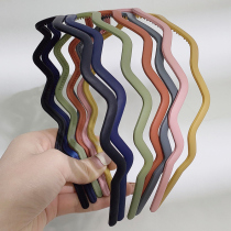 Korean wave frosted color hair hoop girl wide edge wash hair accessories Net red non-slip pressure hair cave out headdress