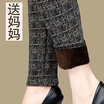 ? Middle-aged and elderly warm pants women plus velvet wear cotton pants high waist loose size Old Man bottom mother wear thin?