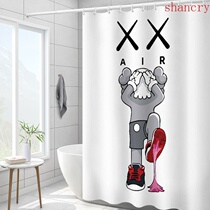 Net red kaws bathroom shower curtain bath water retaining cloth Sesame Street partition curtain toilet door curtain waterproof curtain