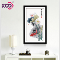 ks cross stitch 2021 New thread embroidery simple modern vertical porch Chinese style lotus hanging picture every year more fish