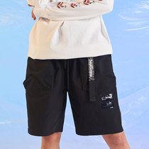 SoulSense woven shorts drawstring black national tide summer new sports leisure fashion