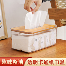 Paper Towel Box Living Room Home Bedroom Creative Cartoon Transparent Wooden Cramps Paper Box NAPKINS BOX MINIMALIST CONTAINING BOX