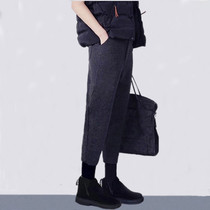 Woolen pants childrens autumn and winter radish Harlan casual pants 8-eight-point little dad pants 2021 New trendwoman