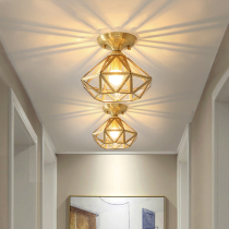 All copper post-modern simple aisle balcony lamp Net red led ceiling lamp creative Nordic style porch Corridor light