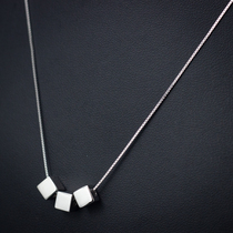 100s Silver Honest Square Small Square Block Chain Silver Pendant Necklace 925 silver Fashion woman Lock Bone Chain Brief