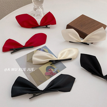 Wisdom Show Co-Style Satin Hair Clip Cute Black Bow Tie To Clip South Korea Nets Red Girl Side Clip Back Brain Spoon Clip