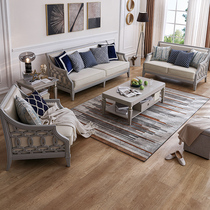 American light lavish solid wood sofa trio in small family style portfolio New Chinese wooded modern minimalist guest hall furniture
