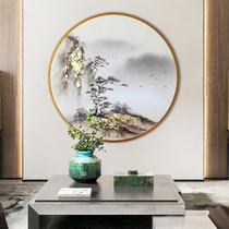 Hand-painted Oil Painting Round Decoration Painting New Chinese Genguan Gangway Corridor Back with mountain golden scenery Living room hanging painting
