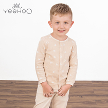 British childrens organic colored cotton underwear baby clothes baby autumn and winter pure cotton bottoming cardigan 174701