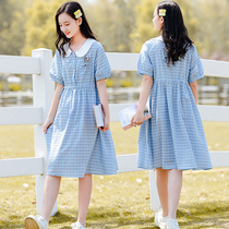 Teenage Girl Summer Dress Junior High School Student Plaid Dress 2022 New College Wind High School Doll Collar Sweet and Long dress