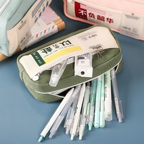 Brief Large capacity Korean version of pen bag Womens day family of primary and middle school students pencil case pencil bag canvas text