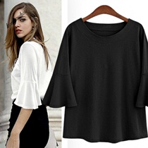 women t-shirt plus size middle sleeved chiffon elastic