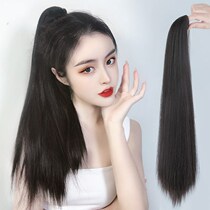 Pony-tailed wig female hair net red ponytail strap high ponytail wig braid grip clip long straight hair fake ponytail