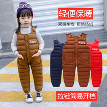 New vest down cotton-padded clothes baby boys and girls winter clothes 2 years old thick wearing jumpsuit baby open gear climbing