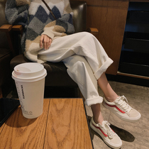 2022 new pregnant women outwear fashion plus suede thick jeans loose toasty broadleg beating bottom old daddy pants autumn spring clothing