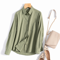 Good quality basic commuter 80 fine cotton loose long-sleeved single-pocket shirt womens top