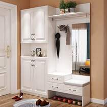 Modern minimalist foyer porch cabinet partition cabinet entrance shoe cabinet hanger integrated shoe change stool against wall