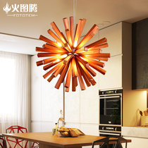  Nordic restaurant chandelier Creative personality Living room Bedroom solid wood bar Cafe ball-shaped clothing store chandelier