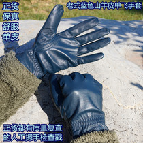 Blue Male Single Leather Flying Gloves Spring Autumn Air Flying Genuine Leather Warm Sheep Leather Super Cool Anti-Chill Gloves Able Model LR