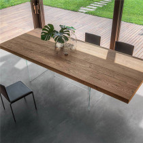 Nordic light luxury acrylic suspended island dining table ash wood modern minimalist designer creative log workbench