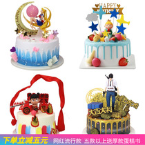 Net red simulation cake model 2020 new creative Flamingo plug-in plastic birthday fake cake sample customization