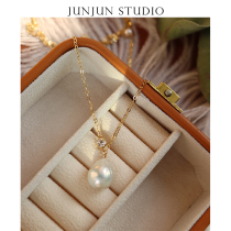 JUNJUN Homemade American 14k Bag Gold Coarse Chain Water Drop Baroque Niche Classic 100 Hitch Modified Face Type Necklace