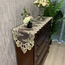Lace TV cabinet table cloth European dressing table net gauze dust cover cloth fabric long strip dust cloth shoe cabinet table flag